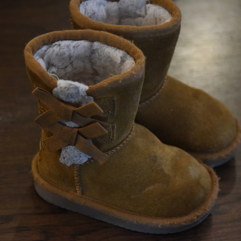 Koolaburra Tan Kids Boots with Flower Accent